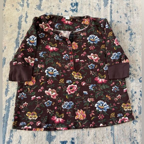 Sundance Floral Top - Brown with Pink and Blue - Picture 1 of 6